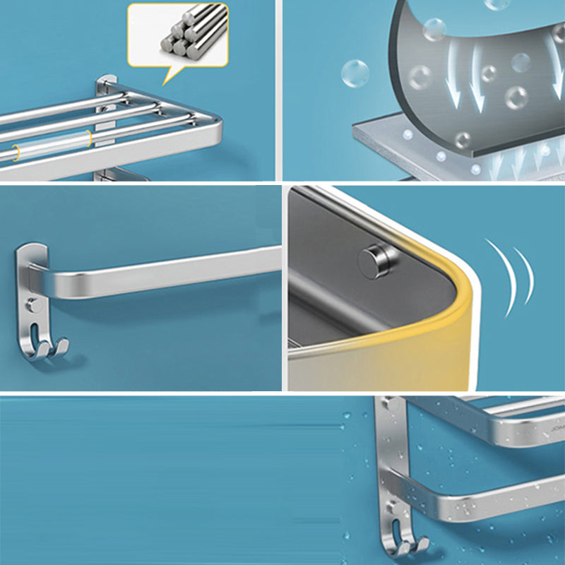 BowLift | Minimalism Gray Bathroom Accessories Set Contemporary Style Aluminum Towel Rack