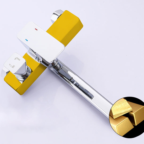 BowLift | Chrome polished bathroom faucet wall-mounted with swivel spout and hand shower