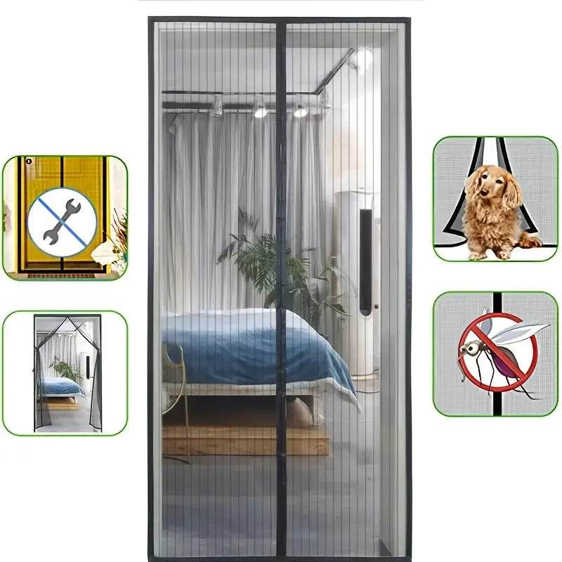 BowLift | BugGuard Magnetic Fly Screen Door – Hands-Free Mesh Door with Auto-Close for Insect Protection
