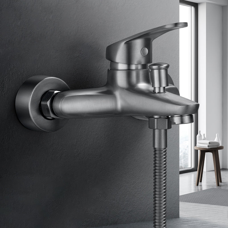 BowLift | Low Arch Bathtub Faucet Hose Wall-Mounted Single Lever Tub Filler with Hand Shower