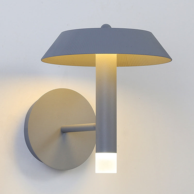 BowLift | Metallic Conical Wall Light Modernist White/Grey LED Wall Mount Lamp for the Bedroom