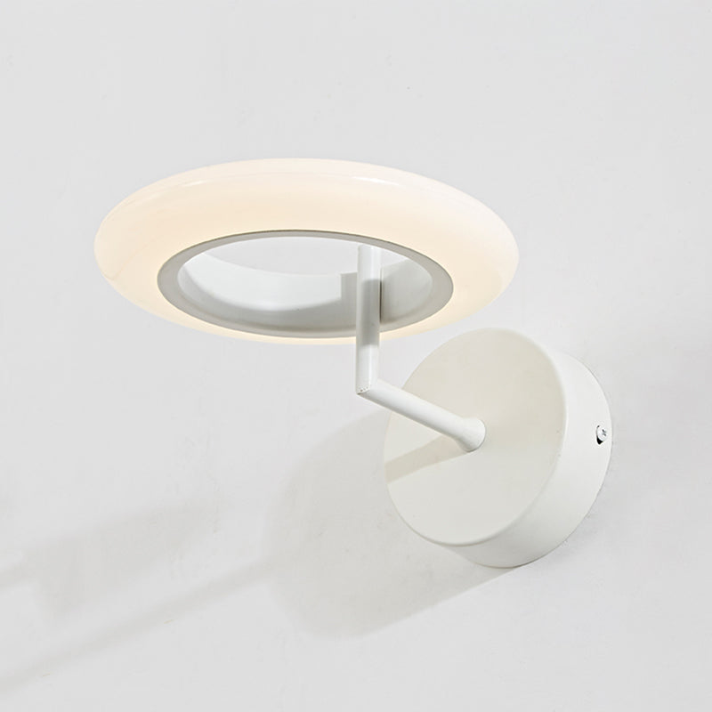 BowLift | Coffee/White Round Lighting Wall Lamp Modernist Acrylic LED Wall Light with Curved Arm in Warm/Natural Light