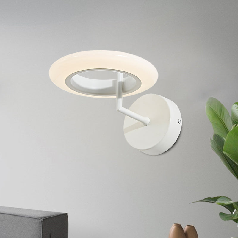 BowLift | Coffee/White Round Lighting Wall Lamp Modernist Acrylic LED Wall Light with Curved Arm in Warm/Natural Light