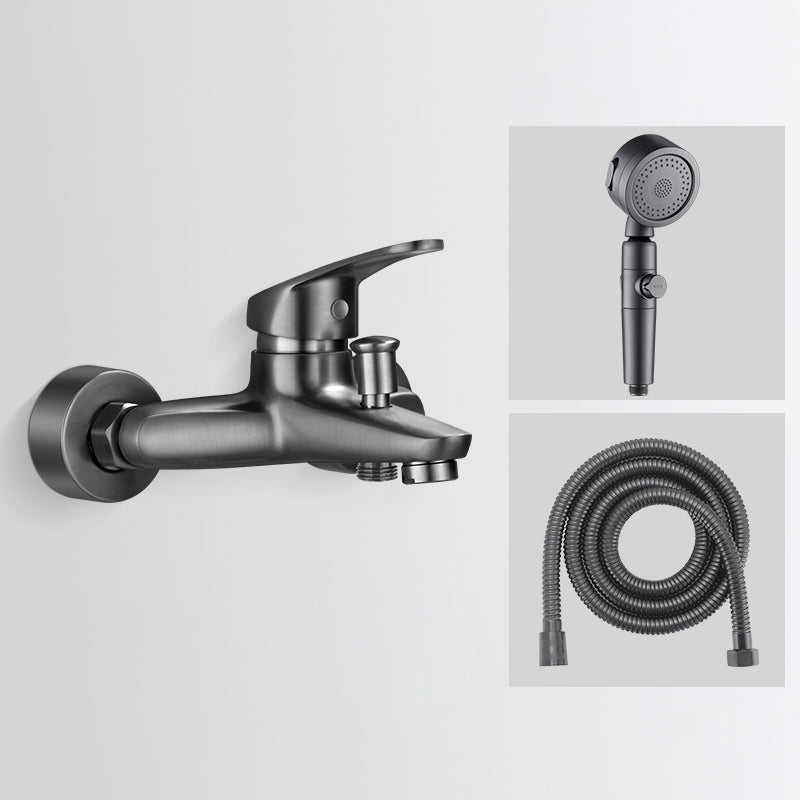 BowLift | Bathtub filler wall mount hand shower single lever handle 2 holes low arc bathtub faucet with hose