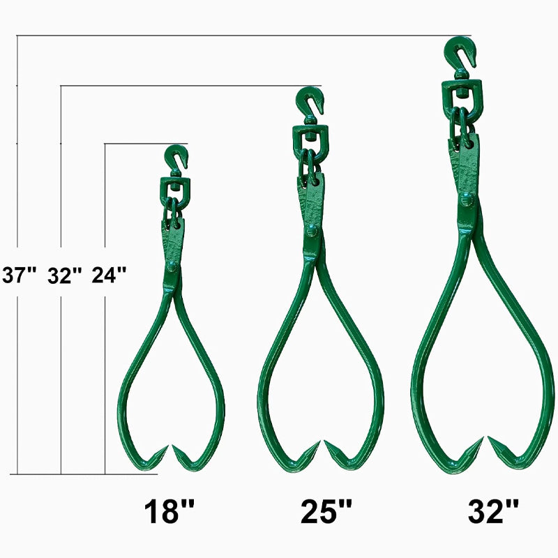 BowLift | 18 Inch Log Lifting Tongs 2 Claw Timber Claw Hook Log Skidding Tongs 18" Jaw Opening