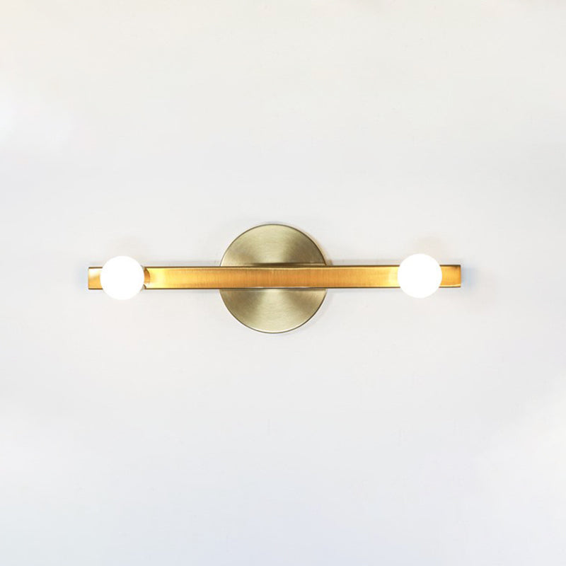 BowLift | Metallic Linear Wall Lamp Minimalist 2 Bulbs Wall Mounted Light Fixture in Gold