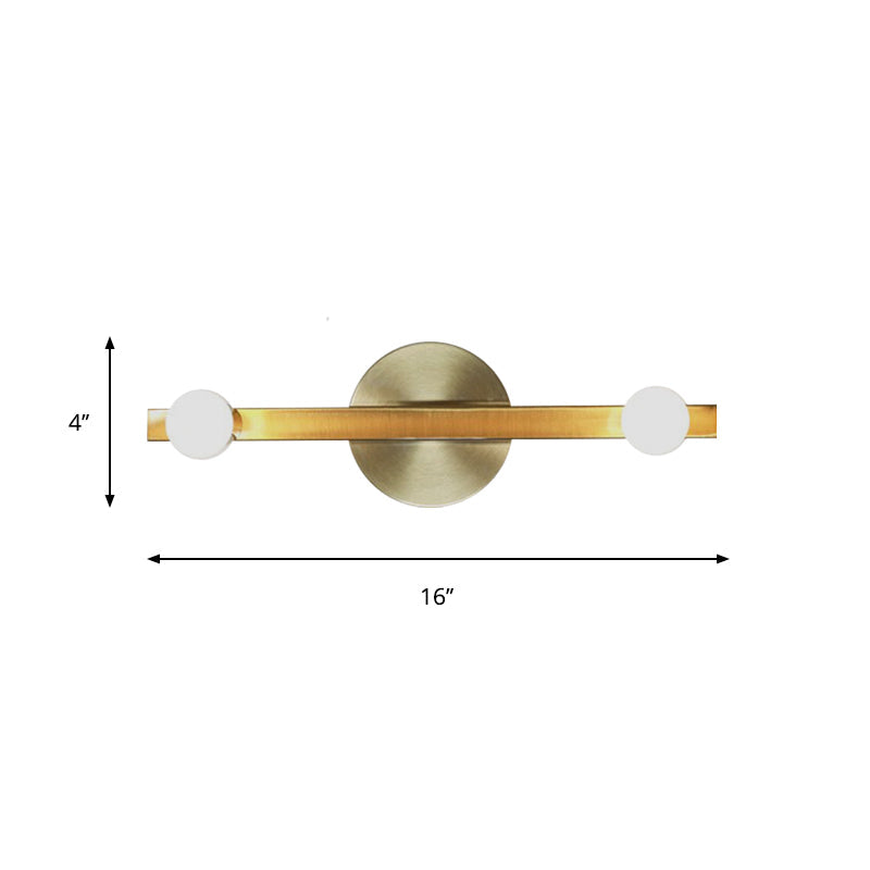 BowLift | Metallic Linear Wall Lamp Minimalist 2 Bulbs Wall Mounted Light Fixture in Gold