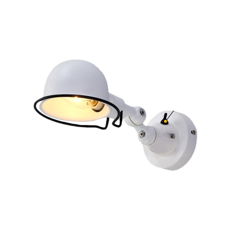 BowLift | Metallic Dome Shade Wall Lighting Vintage Style 1 Light Bedroom Rotatable Wall Lamp with Ring in White/Red