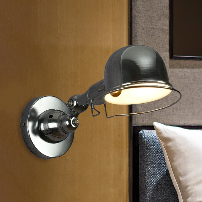 BowLift | Metallic Dome Shade Wall Lighting Vintage Style 1 Light Bedroom Rotatable Wall Lamp with Ring in White/Red