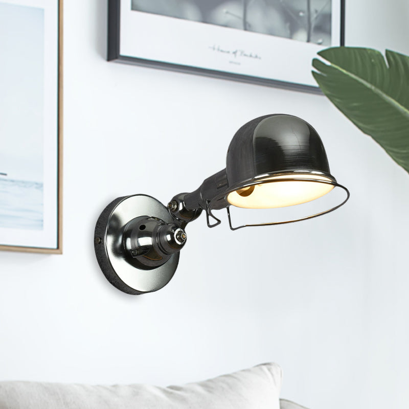 BowLift | Metallic Dome Shade Wall Lighting Vintage Style 1 Light Bedroom Rotatable Wall Lamp with Ring in White/Red