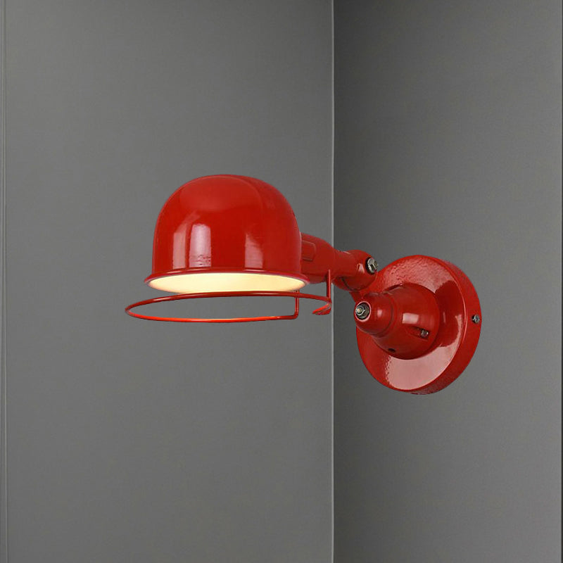 BowLift | Metallic Dome Shade Wall Lighting Vintage Style 1 Light Bedroom Rotatable Wall Lamp with Ring in White/Red