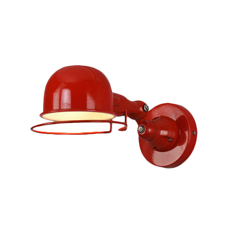 BowLift | Metallic Dome Shade Wall Lighting Vintage Style 1 Light Bedroom Rotatable Wall Lamp with Ring in White/Red