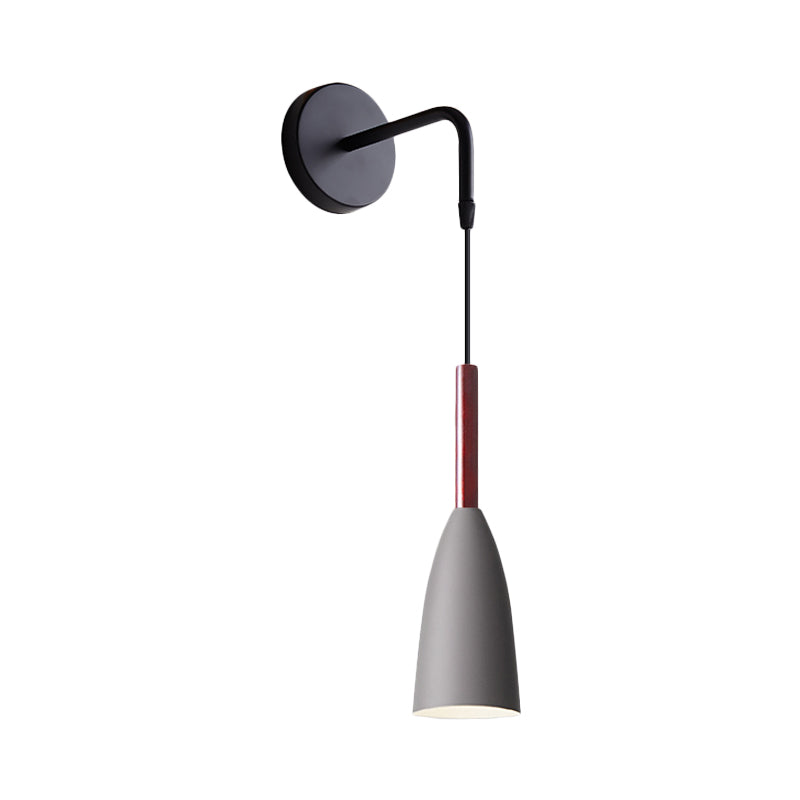 BowLift | Bullet Shape Wall Mounted Pendant Lamp Modern Iron 1 Light Sconce Fixture in Black/White/Grey for Bedside