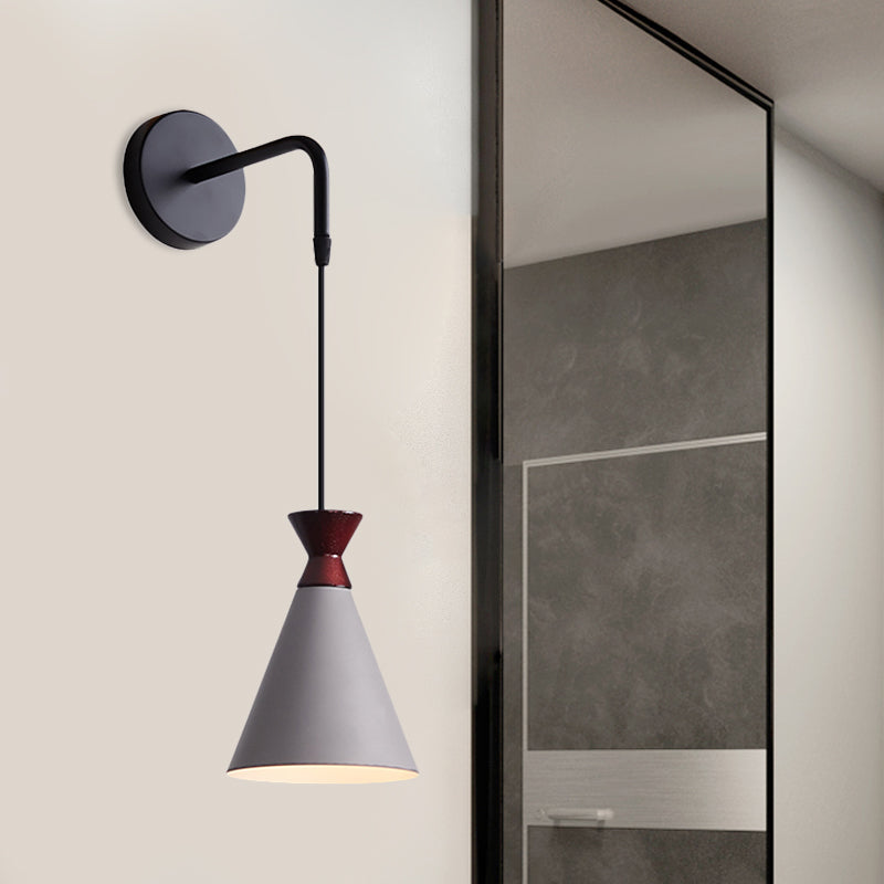 BowLift | Iron conical wall lamp wall light Minimalism 1 head Black/Grey/White wall-mounted lamp with hanging cable