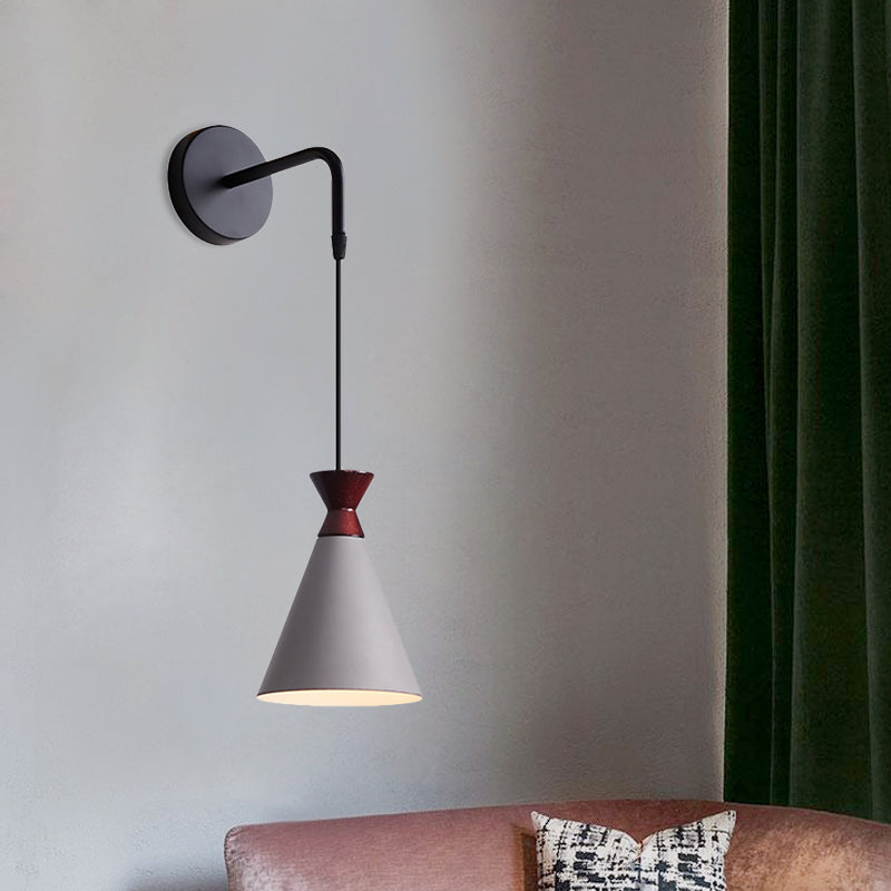 BowLift | Iron conical wall lamp wall light Minimalism 1 head Black/Grey/White wall-mounted lamp with hanging cable