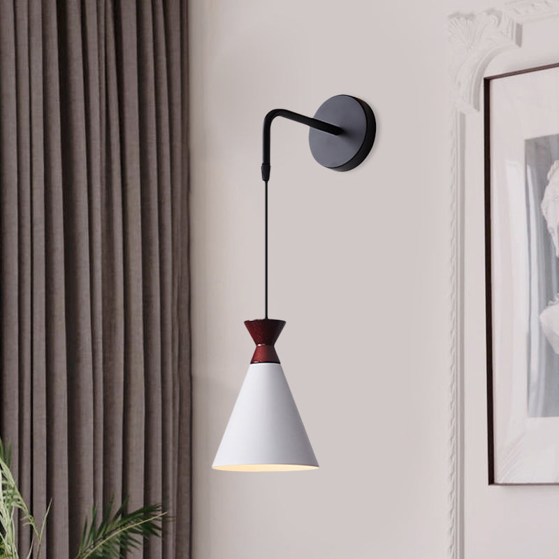 BowLift | Iron conical wall lamp wall light Minimalism 1 head Black/Grey/White wall-mounted lamp with hanging cable