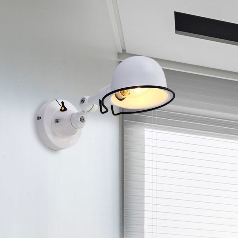 BowLift | Rust/White Dome Wall Lamp Sconces Retro Style 1 Light Dining Room Adjustable Wall Lighting with Ring