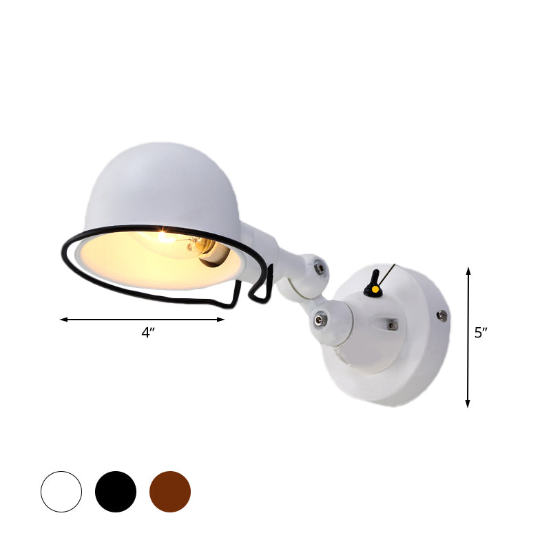 BowLift | Rust/White Dome Wall Lamp Sconces Retro Style 1 Light Dining Room Adjustable Wall Lighting with Ring