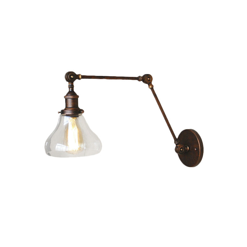 BowLift | Clear Glass Pear Shade Wall Lamp Antique 1 Light Living Room Lighting Fixture in Rustic Copper