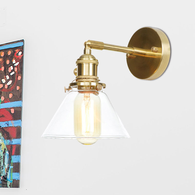 BowLift | Cone wall lamp 1 light clear glass rustic antique wall lighting for bedroom