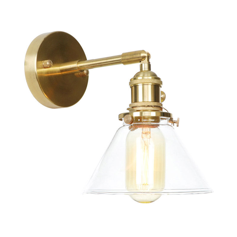 BowLift | Cone wall lamp 1 light clear glass rustic antique wall lighting for bedroom