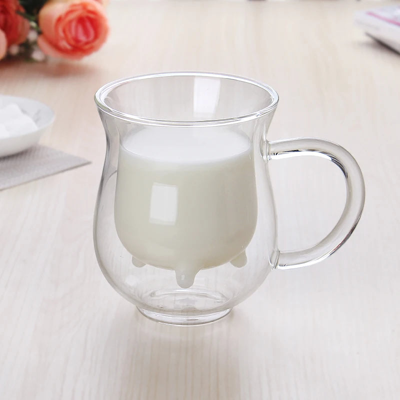 BowLift | Cow Double Layer Glass Mug