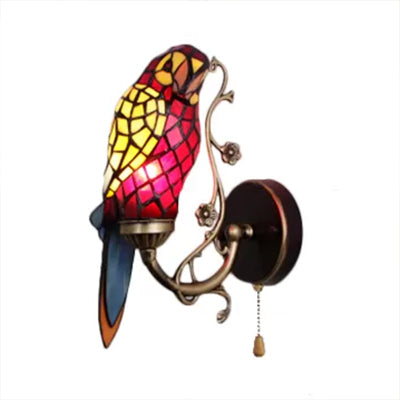 BowLift | Rustic Parrot Wall Lighting Art Glass 1 Light Art Deco Wall Lamp for Living Room