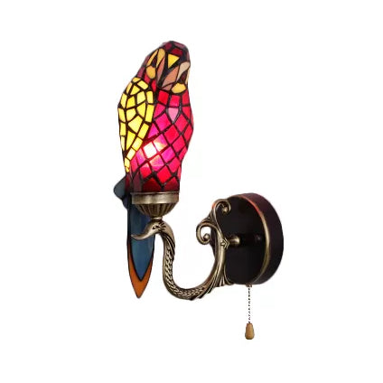 BowLift | Rustic Parrot Wall Lighting Art Glass 1 Light Art Deco Wall Lamp for Living Room