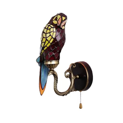 BowLift | Rustic Parrot Wall Lighting Art Glass 1 Light Art Deco Wall Lamp for Living Room