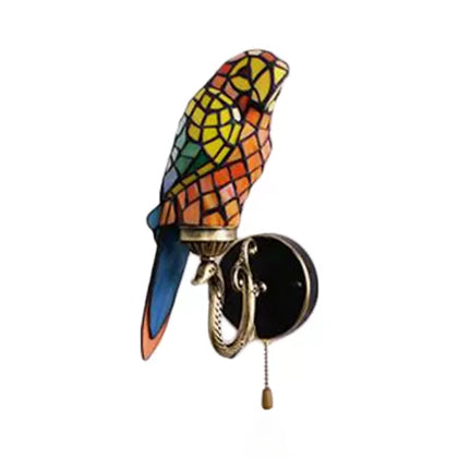 BowLift | Rustic Parrot Wall Lighting Art Glass 1 Light Art Deco Wall Lamp for Living Room