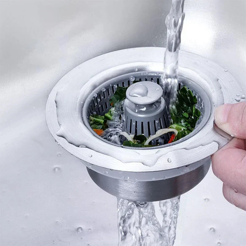 BowLift | Drain Strainer & Stopper | 304 Stainless Steel + ABS | Anti-Clog Basket | Fits Standard Kitchen Sinks
