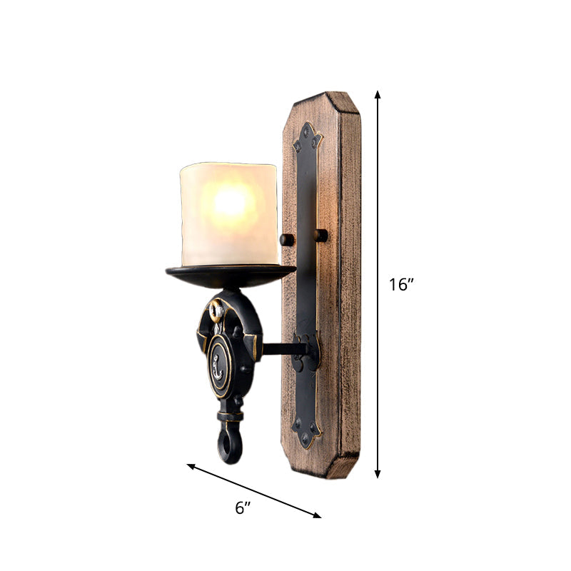 BowLift | Black Cylinder Wall Lamp Industrial Frosted Glass 1/2 Light Dining Room Wall Light with Anchor Design