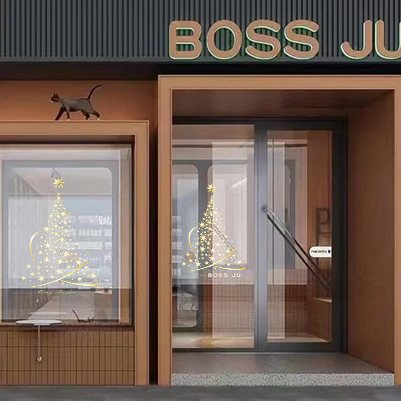 BowLift | Golden Christmas Tree Window Clings Stickers for Glass