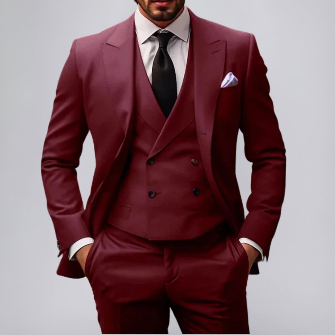 Tailored 3-Piece Suit with Structured Fit and Versatile Styling