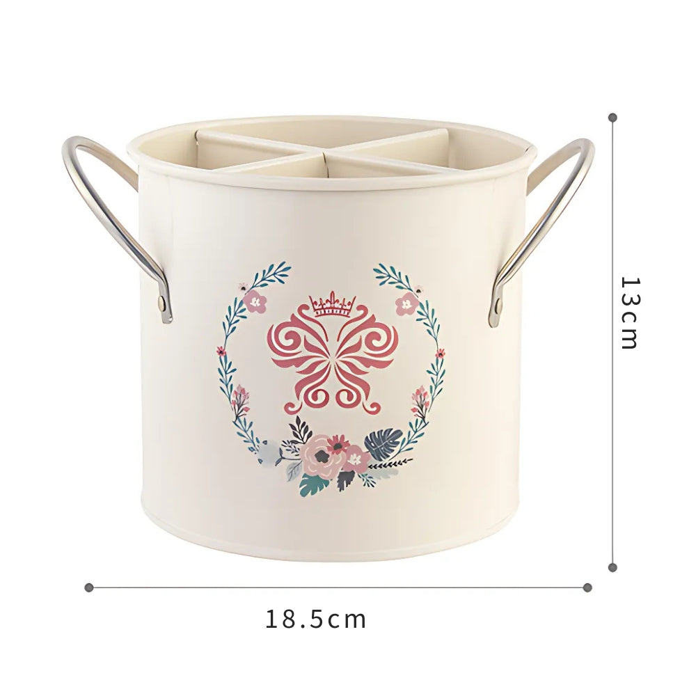 BowLift | Floral Utensil Storage Basket with Divider Lid