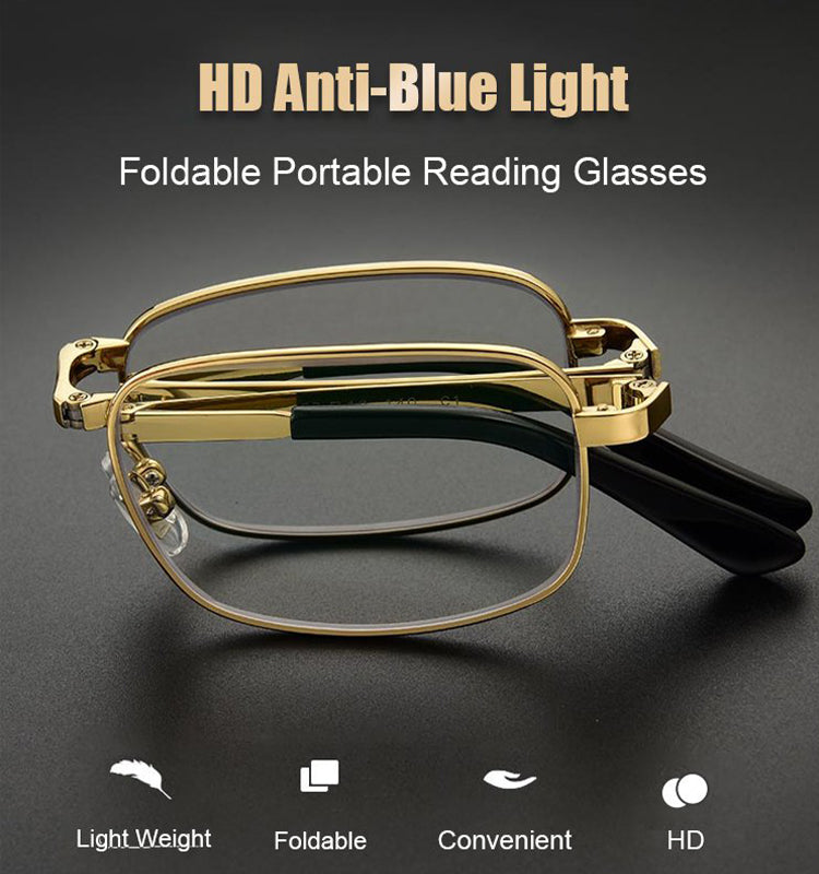 BowLift | Elderly metal frame resin folding reading glasses
