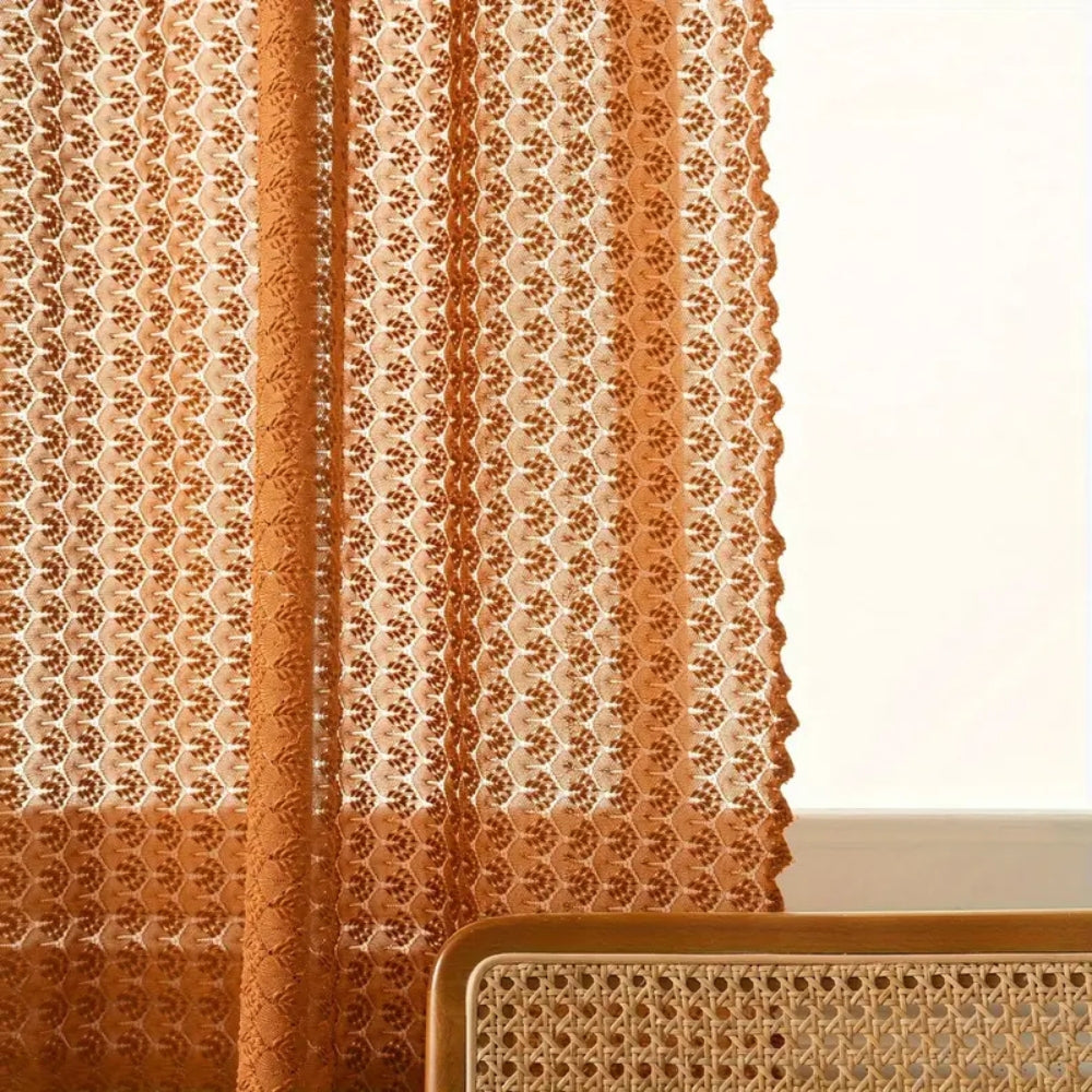 BowLift | Amber Glow Boho Crochet Window Curtain Panel