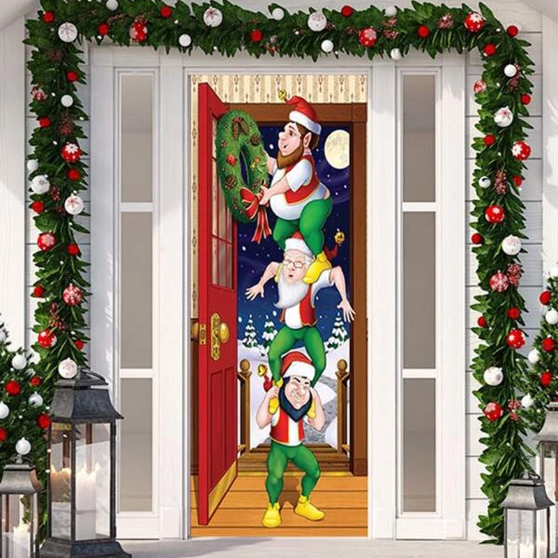 BowLift | Christmas Door Cover | Fabric Front Door Decoration | Washable & Reusable | 91×203cm