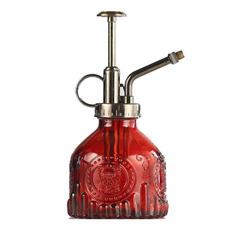 BowLift | Embossed glass bottle with metal nozzle – Plant sprayer for flower watering in vintage design