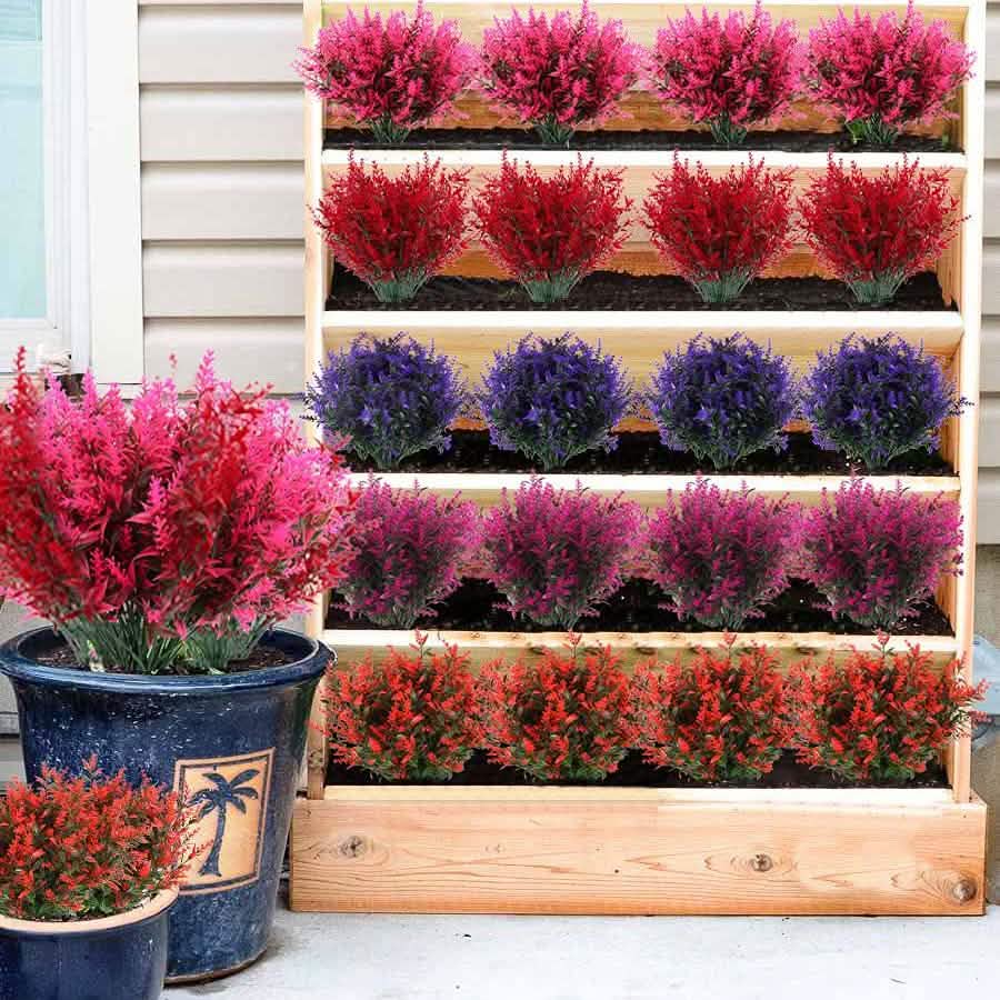 BowLift | 8 Bundles Artificial Lavender Plastic Flowers Decorations