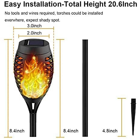 BowLift | 8-Pack: Solar Torch Light with Flickering Flame