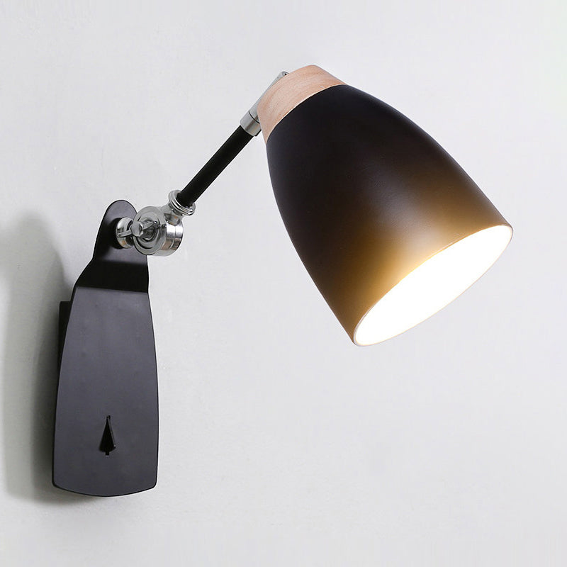 BowLift | Metal Cup-Shaped Wall Lighting Modern 1-Light White/Black Finish Rotatable Wall Lamp