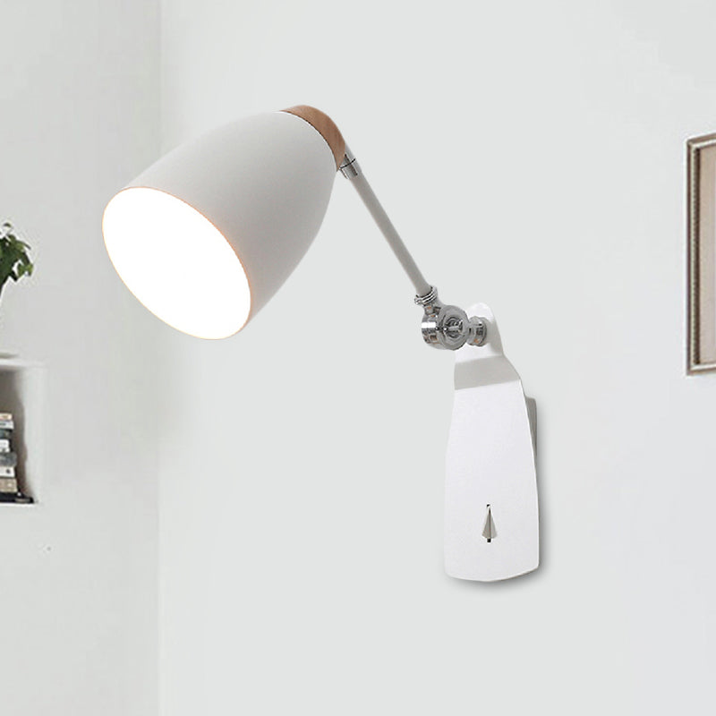 BowLift | Metal Cup-Shaped Wall Lighting Modern 1-Light White/Black Finish Rotatable Wall Lamp