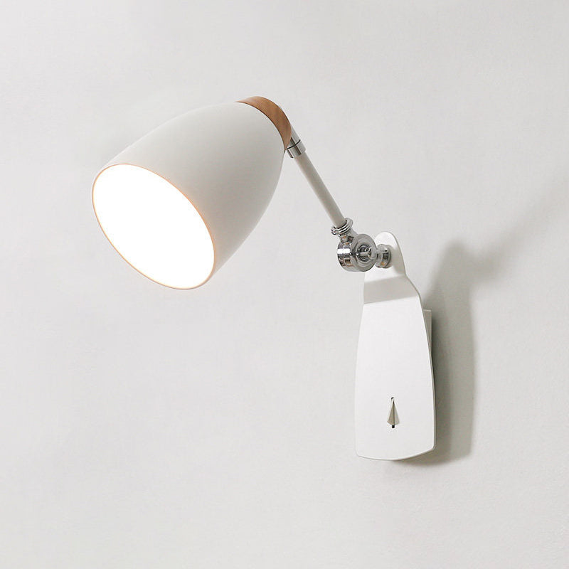 BowLift | Metal Cup-Shaped Wall Lighting Modern 1-Light White/Black Finish Rotatable Wall Lamp