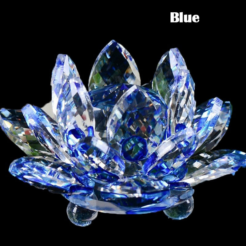 BowLift | 80Mm Quartz Crystals Lotus Flower Crafts Glass Fengshui Ornaments Healing Crystals Home Party Wicca Decor Yoga Gifts Souvenir