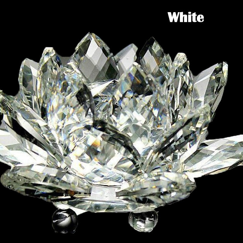 BowLift | 80Mm Quartz Crystals Lotus Flower Crafts Glass Fengshui Ornaments Healing Crystals Home Party Wicca Decor Yoga Gifts Souvenir