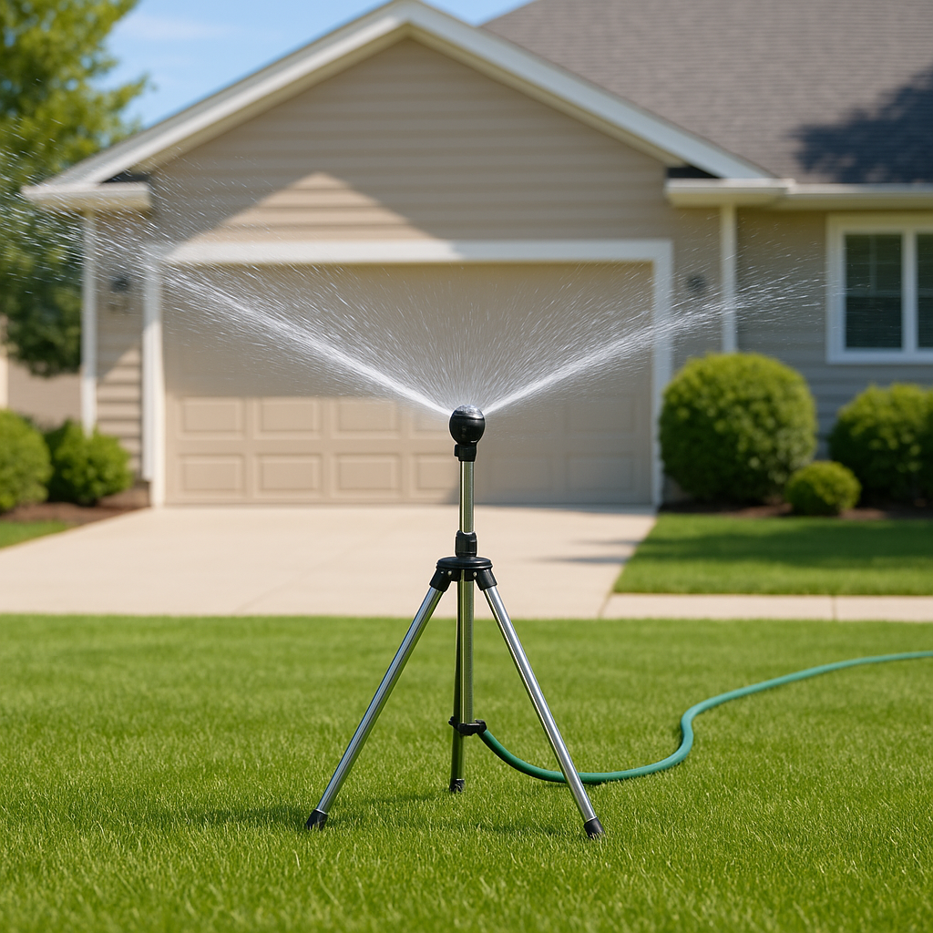 BowLift | Adjustable 360° Garden Sprinkler on Tripod – Stainless Steel Height-Adjustable Lawn Irrigation System