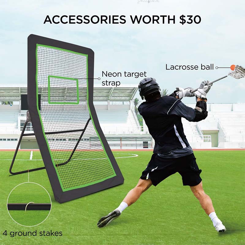 BowLift | Lacrosse Rebounder for Backyard, 4x7 Ft Volleyball Bounce Back Net, Pitchback Throwback Baseball Softball Return Training Screen, Adjustable Angle Shooting Practice Training Wall with Target