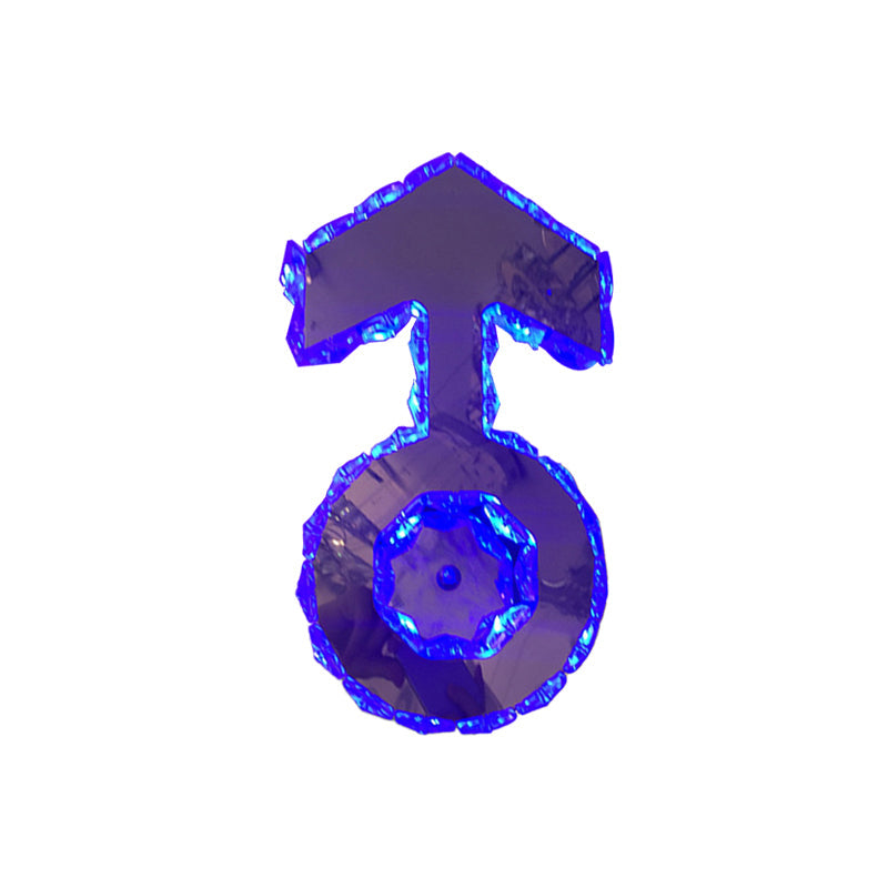 BowLift | Faceted Crystal Boys Logo Wall Light Minimal Style LED Bedroom Wall Lamp in Chrome, Warm/White/Blue Light