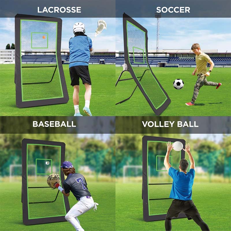 BowLift | Lacrosse Rebounder for Backyard, 4x7 Ft Volleyball Bounce Back Net, Pitchback Throwback Baseball Softball Return Training Screen, Adjustable Angle Shooting Practice Training Wall with Target